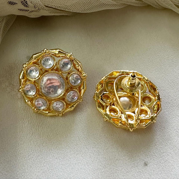 Gold Polki Dots round studs - Adorna