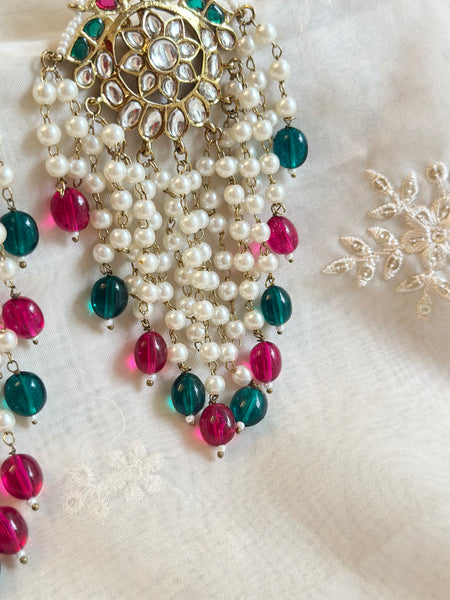 Regal Swarna Polki pearl tassel earrings