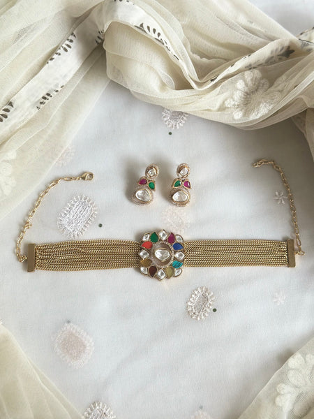 Navratna polki choker set