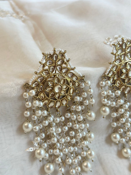 Regal Swarna Polki pearl tassel earrings