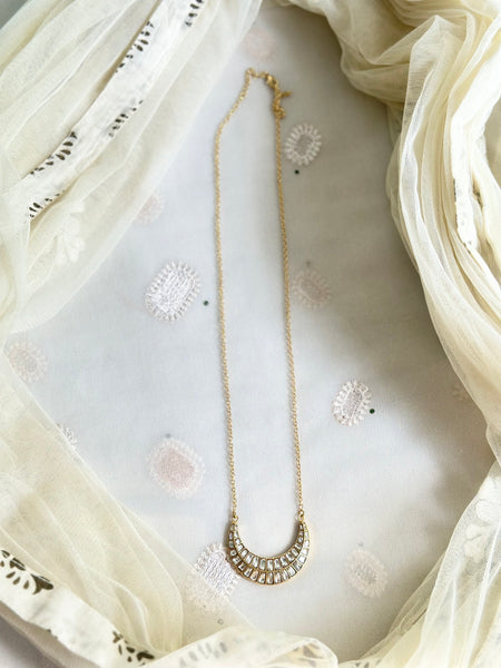 Polki Half moon pendant with chain