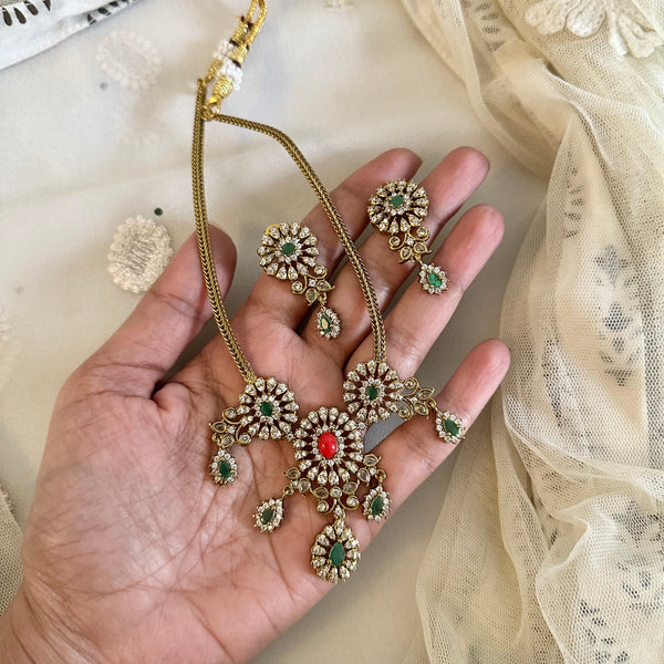 CZ flower drops attigai set