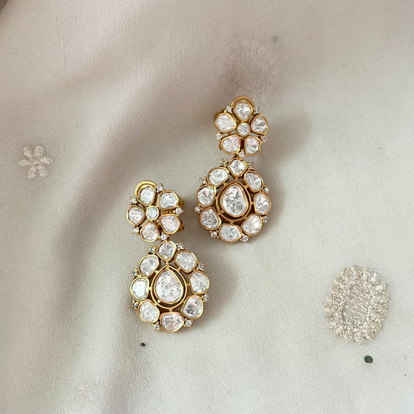 Polki Kundan floral danglers