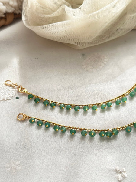 Antique Green Beads 1-line ear chain