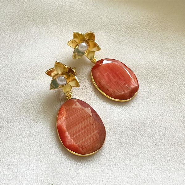 Colour stone flower tops earrings