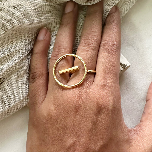 Gold Circle-Line finger ring (size adjustable)