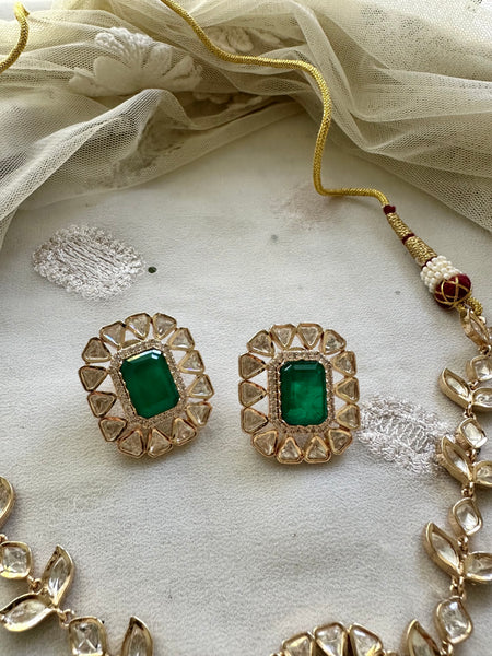 Polki rectangule choker set - Green