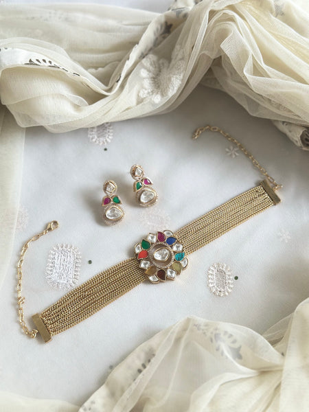 Navratna polki choker set