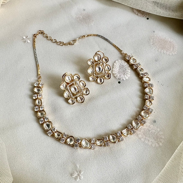 Polki gold dollops single line short set