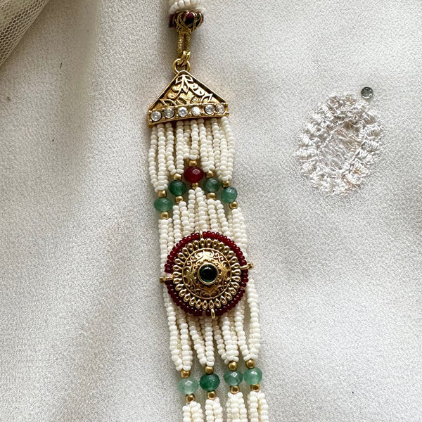 Bridal Lakshmi Pearl & agate layered unique long set