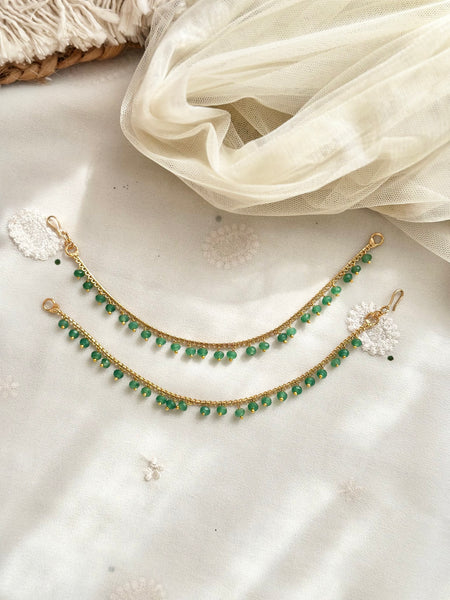 Antique Green Beads 1-line ear chain
