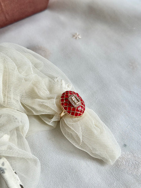 Ruby oval polki ring (size adjustable)