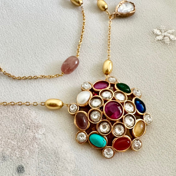 2 layered multi color Polki kundan set