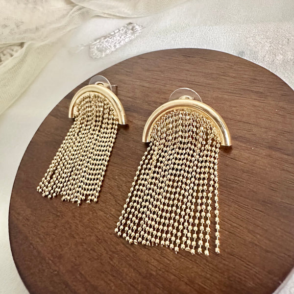 Gold InvU tassel earings