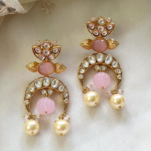 Polki Pastel Pink Pret earrings - Adorna
