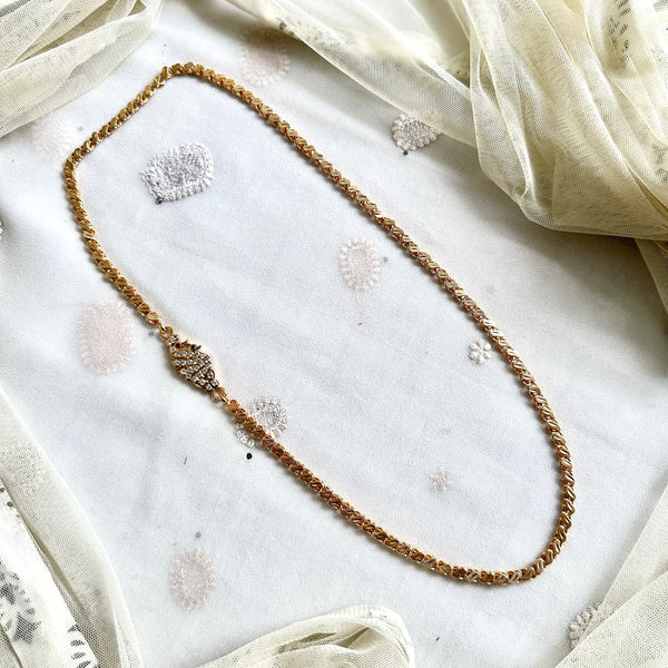 Single line Peacock Stone mogappu chain