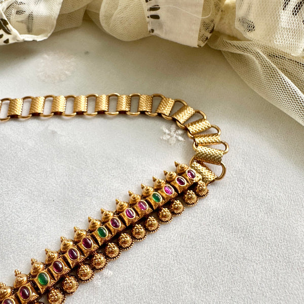 Matte Tri chakra band hipchain - Ruby-Green