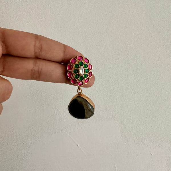 Kundan Marigold tear drop earrings