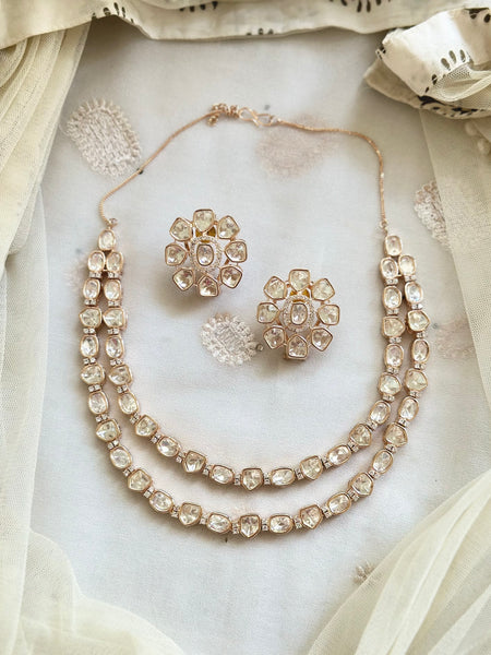 Rose gold 2 layer polki set