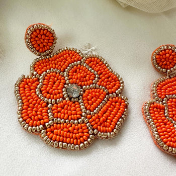 Rose Fabric earrings - Orange - Adorna