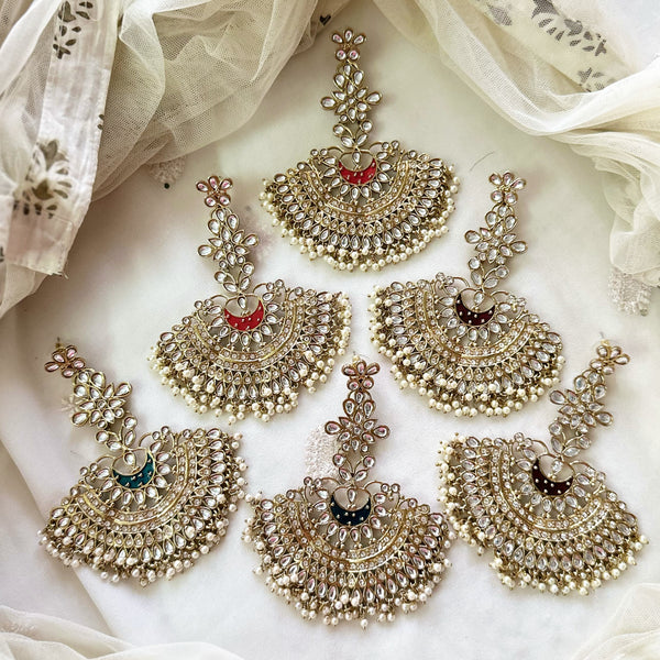 Bollywood polki kundan long earrings