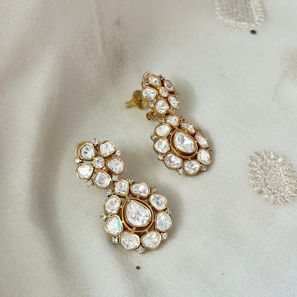 Polki Kundan floral danglers