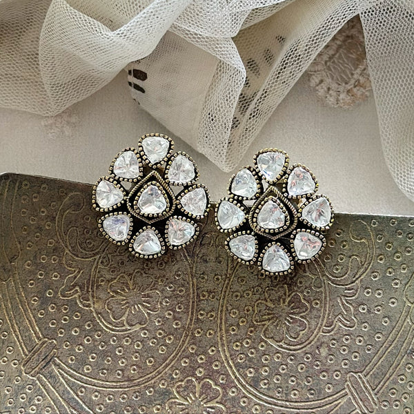 Victoria dotted tear-drop flower studs