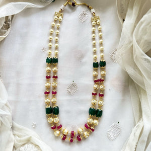 Layered Pearl Ruby-Green mala