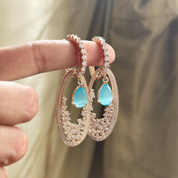 Rose gold Hoop color drops oval earrings