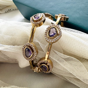 Purple flat tear drops bangles - set of 2