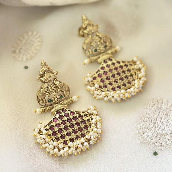 Imperial Lakshmi grill check kemp earrings