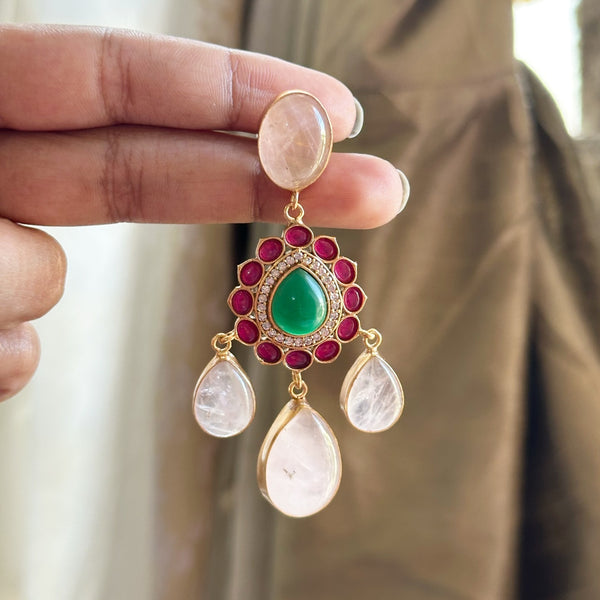 Kundan Jadau Dreamy Tri-drops earrings