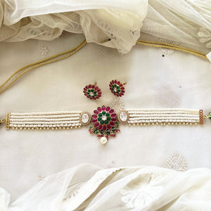 Polki kundan floral choker set