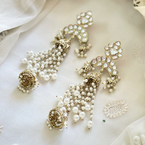 Pearl Jumkhas long earrings