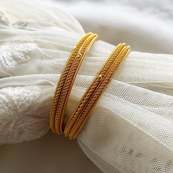 Micro gold Dual rope bangles - set of 2 - Adorna