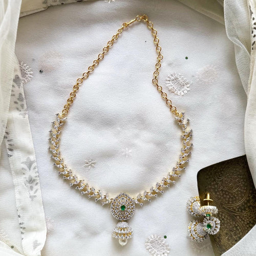 Gold AD tear drop jumkha short set