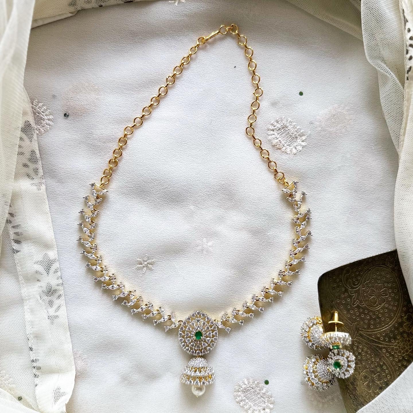 Gold AD tear drop jumkha short set