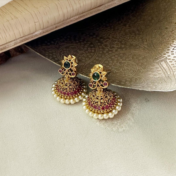 Antique matte floral pearl lace jumkhas