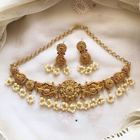 Chakra floral Peacock grace choker/short set