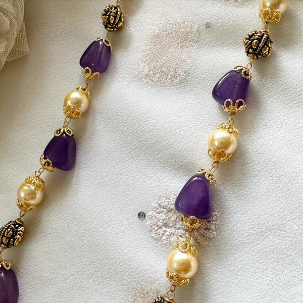 Purple beads Pearl mala