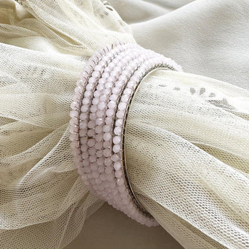 Baby Pink Fancy Crystal string bangles - set of 6 - Size 2.6 - Adorna