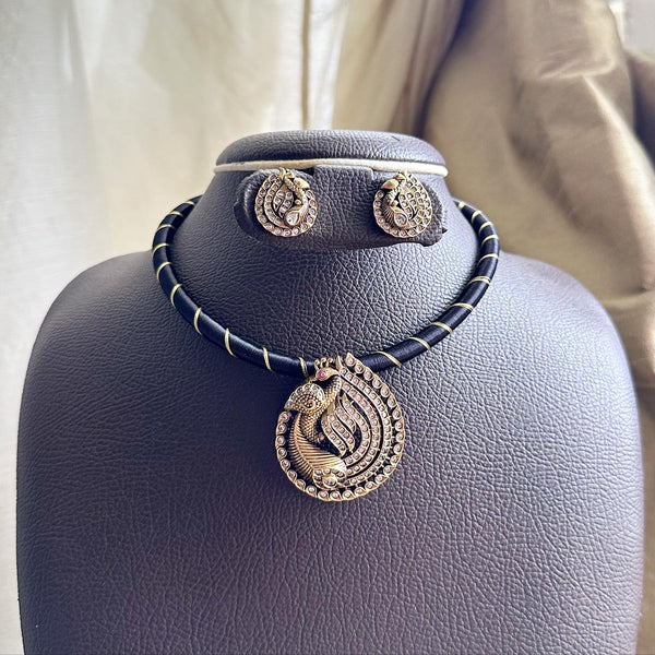 Victorian Peacock Black thread set