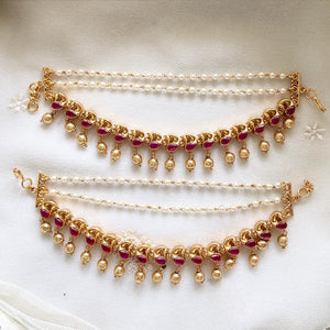 Peacock ruby kemp ear chain/maatal