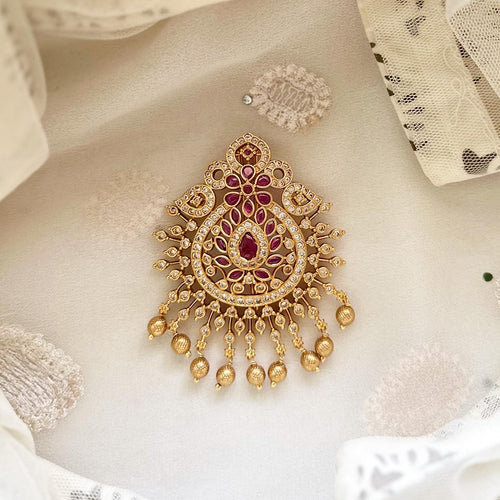 Matte CZ hair chotti - Ruby-White