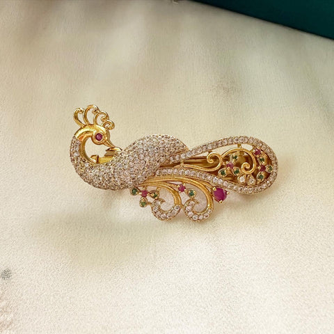 Matte CZ Peacock Swirl hair clip - Small