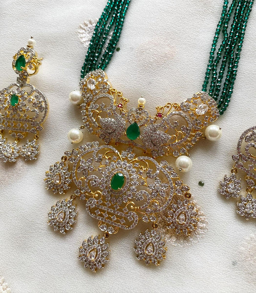 Bridal AD Green crystal long set