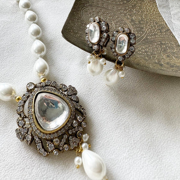 Victorian pendant pearl mala set