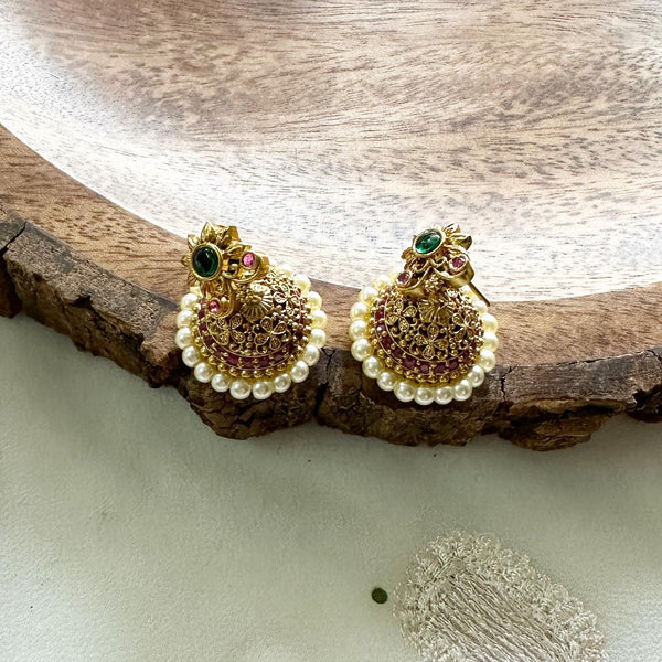 Antique matte floral pearl lace jumkhas
