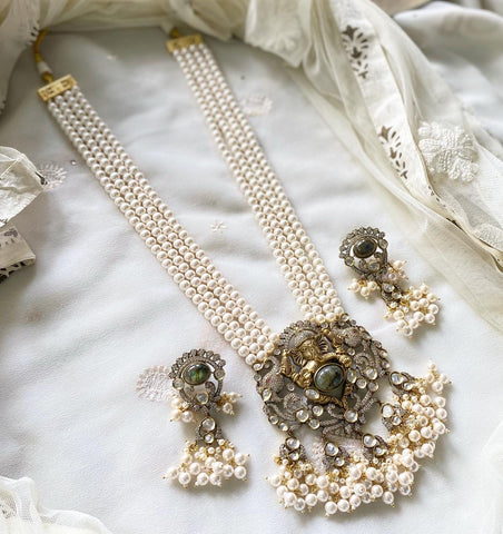 Ganesha polki kundan beaded jewellery - Earth Pearl