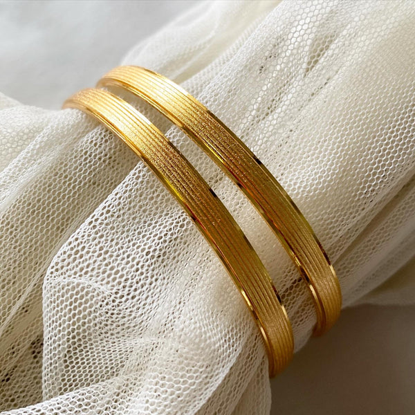 Micro gold Stripes bangles - set of 2 - Adorna